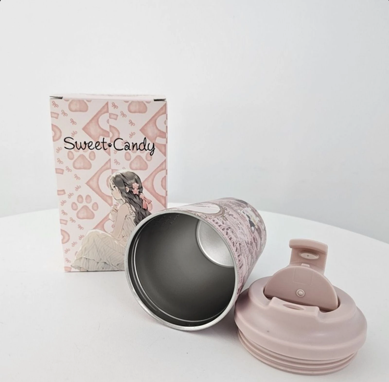 Sweet Candy pink travel thermos mug – photo 4